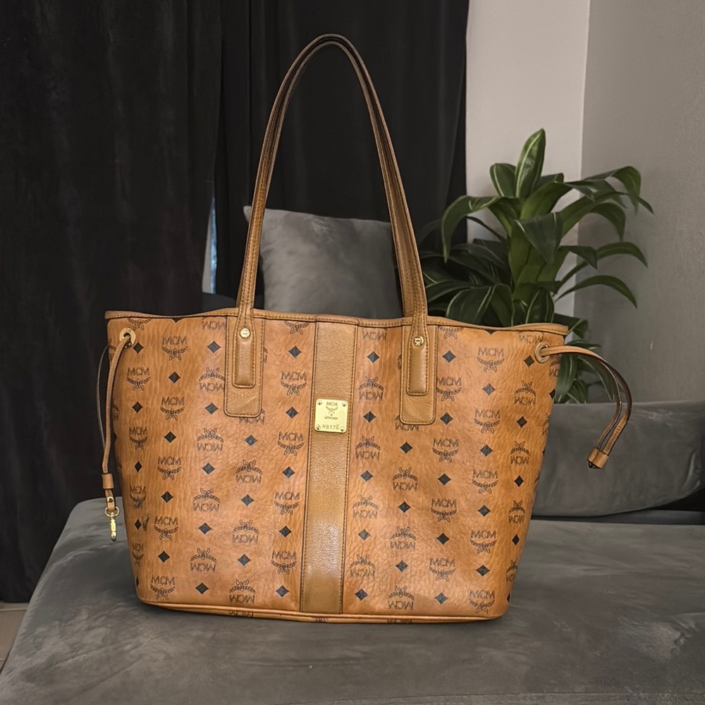MCM Tan Leather Tote Bag